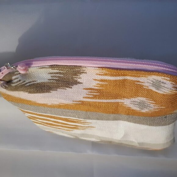 New Aztec Clutch travel Hanging make-up bag Mustard Pink 6" Wristlet Coin Purse - Picture 2 of 6